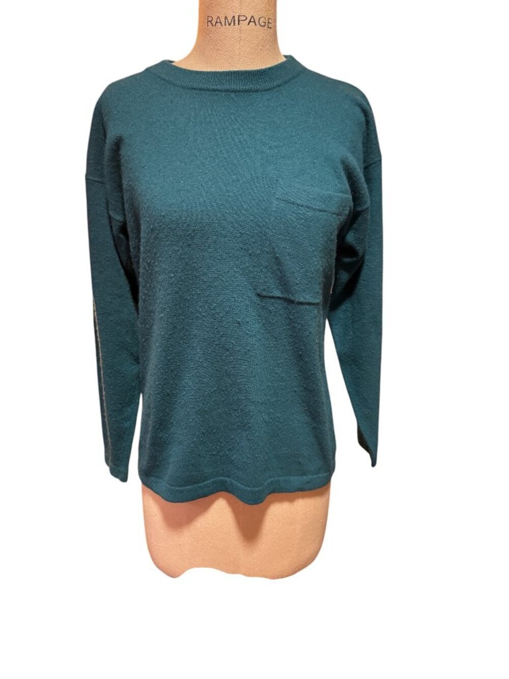 Neiman Marcus 100% Cashmere Sweater Small Green Crewneck Luxe Soft Minimalist